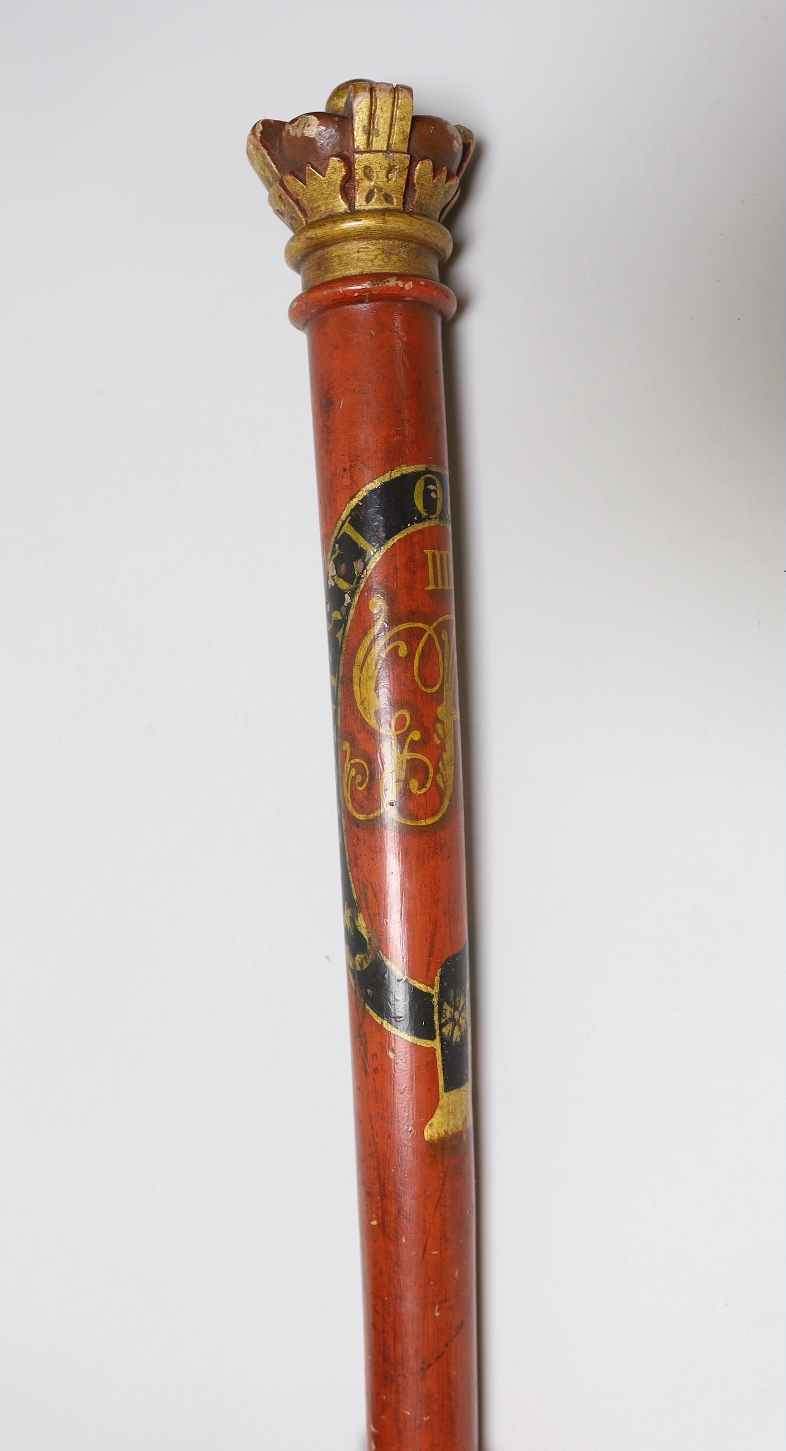 A George IV painted tipstaff, 60.5cm